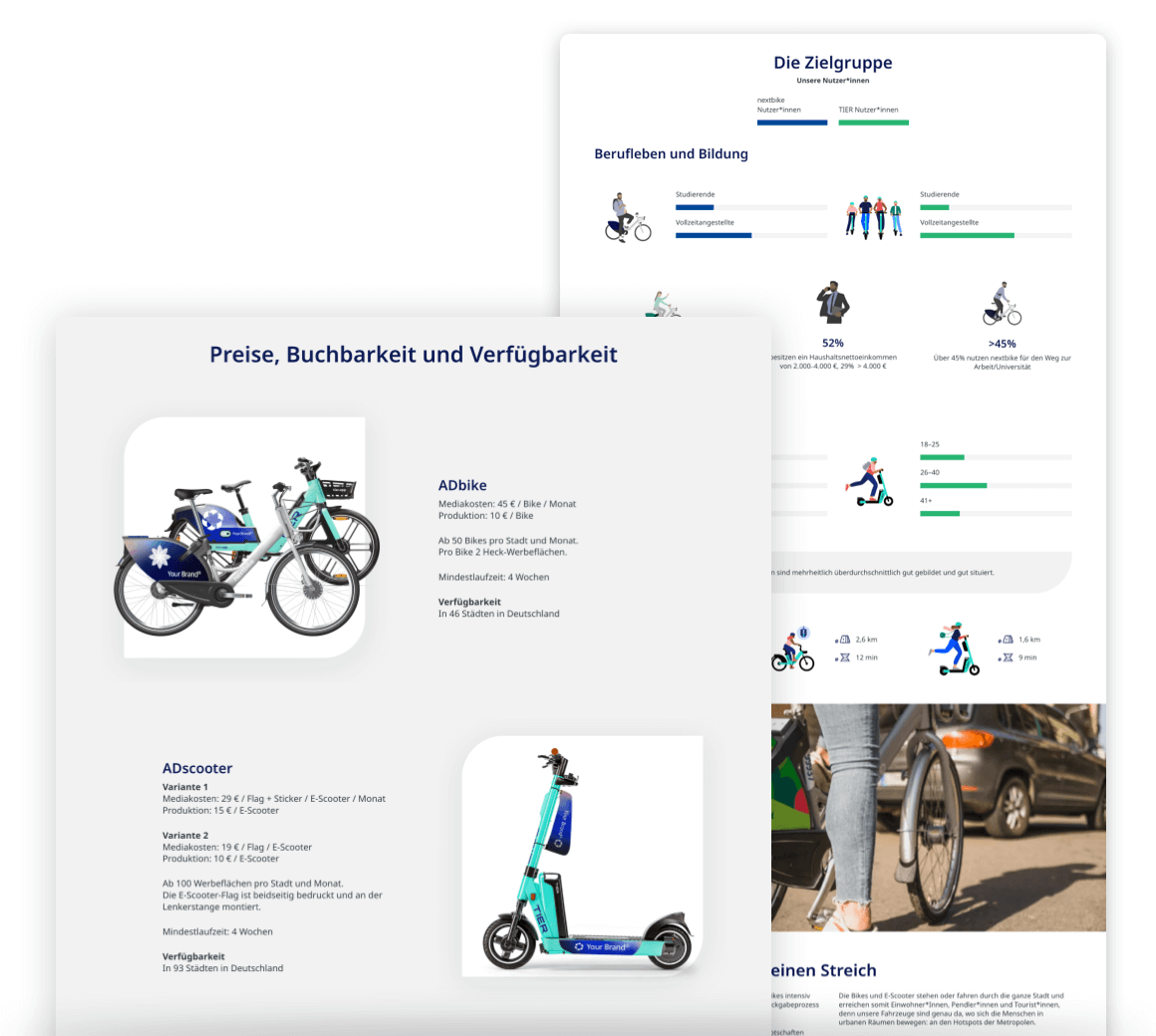 Detailansicht der umgesetzten Website, hier: Detaillierte Beschreibung der Bikes und der Scooter